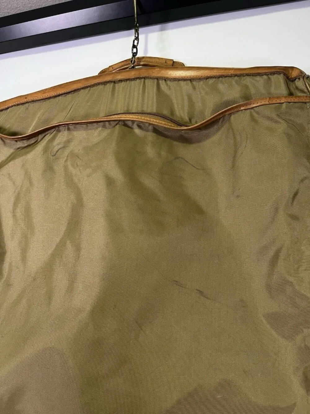 VTG Hartmann Olive Nylon Leather Garment Suit Bag Suit Travel Luggage Hanging